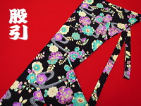 義若オリジナル激安セール柄股引き　辻が花（黒）